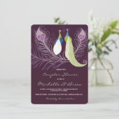 Invitation Wedding shower de pourpre d'inséparables de paires (Debout devant)