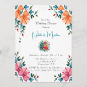 Invitation Wedding shower de romance aquarelle (Devant / Derrière)