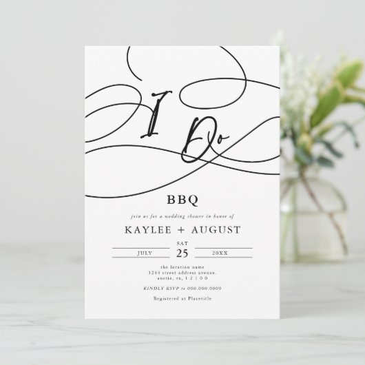 Invitation Wedding shower de script "I Do" BBQ (Debout devant)