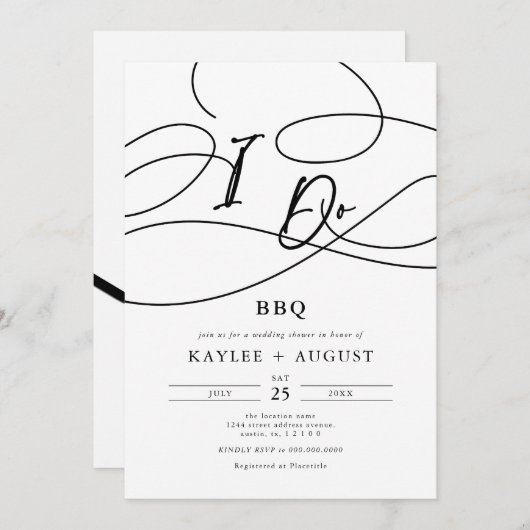 Invitation Wedding shower de script "I Do" BBQ (Devant / Derrière)