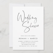 Invitation Wedding shower de script manuscrit minimal moderne (Devant)