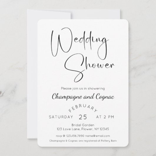 Invitation Wedding shower de script moderne (Devant)
