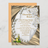 Invitation Wedding shower de soie d'or et d'oreill (Devant / Derrière)