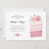 Invitation Wedding shower de tranche de gâteau rose d'aquarel (Devant)