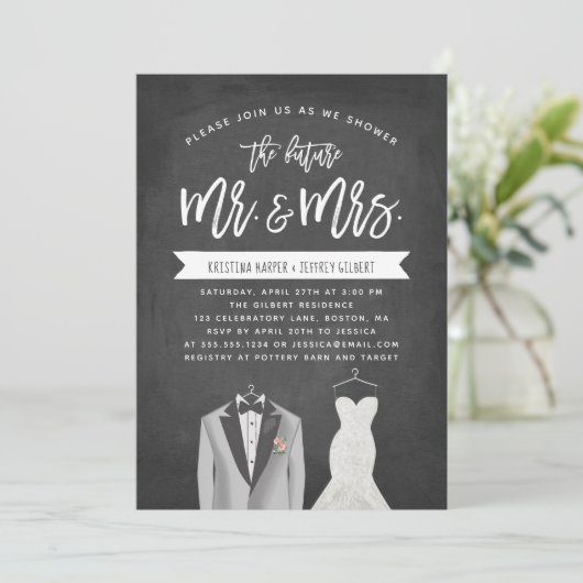 Invitation Wedding shower de Tux et Couples Robe (Debout devant)