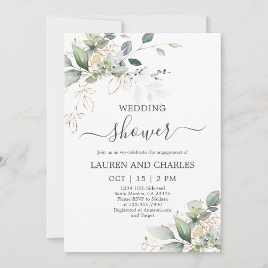 Invitation Wedding shower de verdure (Devant)