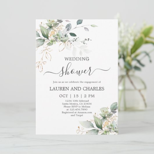 Invitation Wedding shower de verdure (Debout devant)