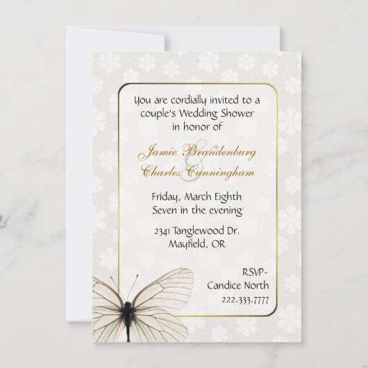 Invitation Wedding shower de White Butterfly Coupl (Dos)