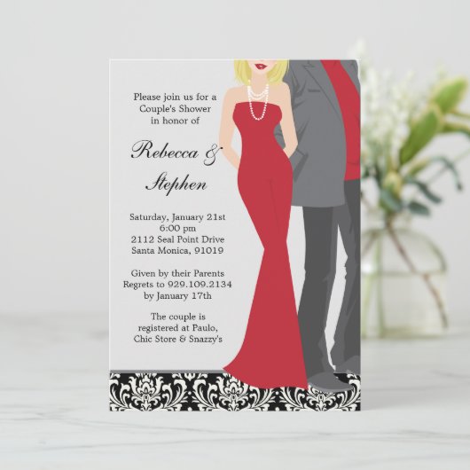 Invitation Wedding shower des couples (Debout devant)