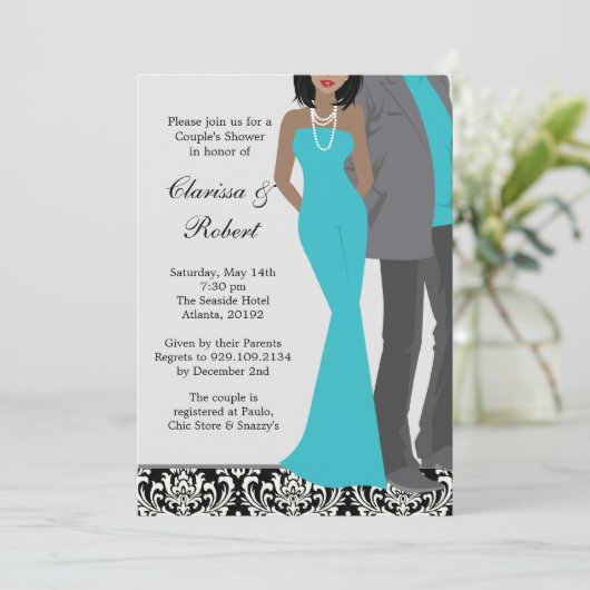 Invitation Wedding shower des couples (Debout devant)