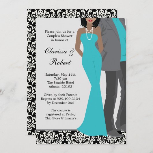 Invitation Wedding shower des couples (Devant / Derrière)