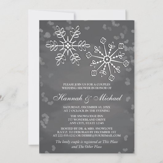 INVITATION WEDDING SHOWER DES COUPLES DE CHALKBOARD SNOWFLAKE (Devant)