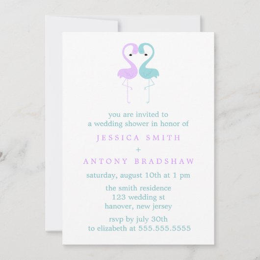 Invitation Wedding shower des couples de Flamants roses de La (Devant)