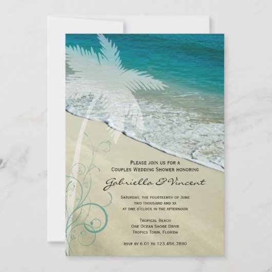 Invitation Wedding shower des couples de plage tro (Devant)