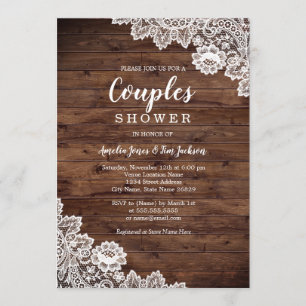 Invitation Wedding shower des couples en dentelle de bois rus