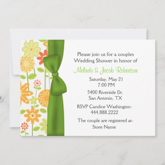 Invitation Wedding shower des couples floraux (Devant)