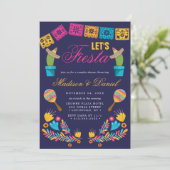 Invitation Wedding shower des couples floraux de fêtes mexica (Debout devant)