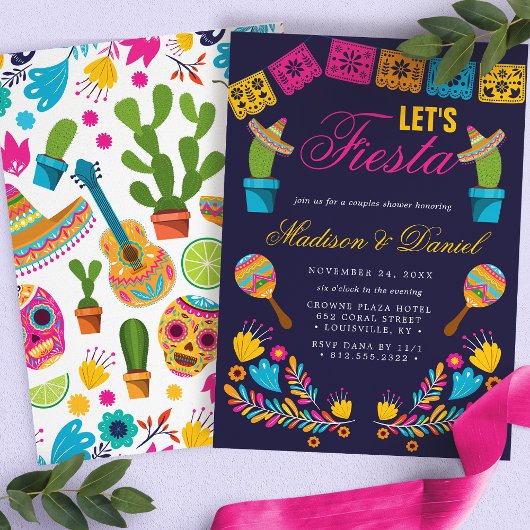 Invitation Wedding shower des couples floraux de fêtes mexica