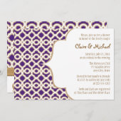 Invitation Wedding shower des couples marocains mauves et dor (Devant / Derrière)