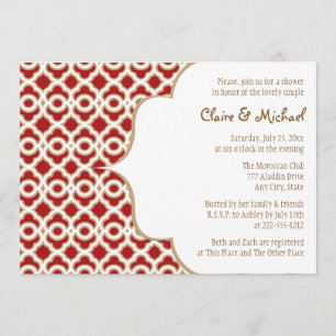 Invitation Wedding shower des couples marocains rouge et or