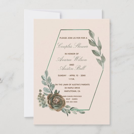 Invitation Wedding shower des couples vertes et bleus (Devant)