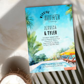 Invitation Wedding shower d'été Aquarelle Piscine tropicale