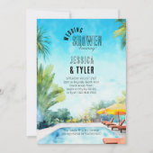 Invitation Wedding shower d'été Aquarelle Piscine tropicale (Devant)