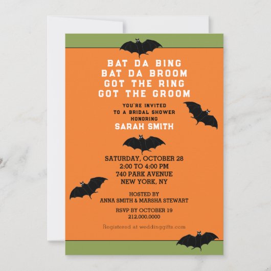 Invitation Wedding shower d'Halloween (Devant)