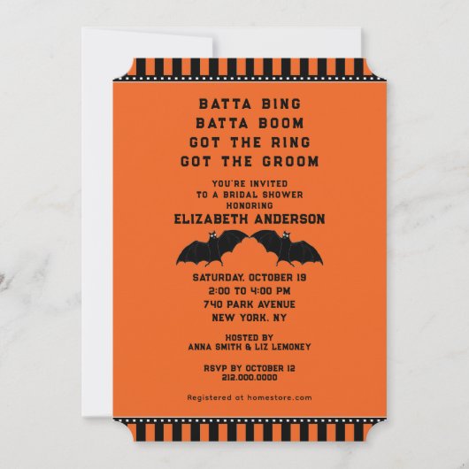 Invitation Wedding shower d'Halloween (Devant)
