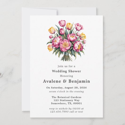 Invitation Wedding shower d'harmonie florale dynamique (Devant)