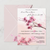 Invitation Wedding shower d'Hibiscus rose aquarelle (Devant / Derrière)