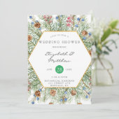 Invitation Wedding shower d'or de la couronne de Noël (Debout devant)