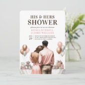 Invitation Wedding shower douche moderne Couples Roses (Debout devant)