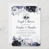 Invitation Wedding shower du couple bleu de la marine florale (Devant)