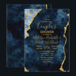 Invitation Wedding shower du couple d'or bleu de l<br><div class="desc">Marine Blue & Gold Foil Aquarelle Marbre Agate Gilded Geode Design,  avec polices Moderne et Script. Invitations branchées et chic Couple's Shower! ~ Regardez ma boutique pour voir l'ensemble de la suite mariage pour ce design!</div>