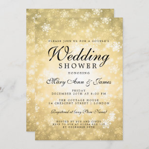 Invitation Wedding shower du couple Gold Winter Wonderland