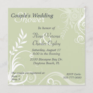 Invitation Wedding shower du couple vert et blanc