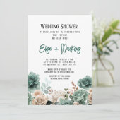 Invitation Wedding shower Emerald Green Peony (Debout devant)
