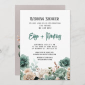 Invitation Wedding shower Emerald Green Peony (Devant / Derrière)