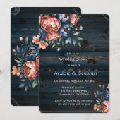 Invitation Wedding shower en bois de la marine et du cuivre P (Devant / Derrière)