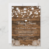 Invitation Wedding shower en bois et dentelle (Devant)