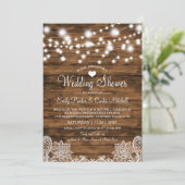 Invitation Wedding shower en bois et dentelle (Debout devant)