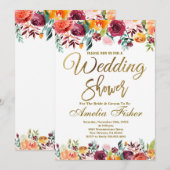 Invitation wedding shower, Fête des mariées Floral (Devant / Derrière)