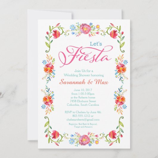 Invitation Wedding shower Fiesta Flowers 5x7 (Devant)