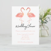 Invitation Wedding shower Flamant rose (Debout devant)