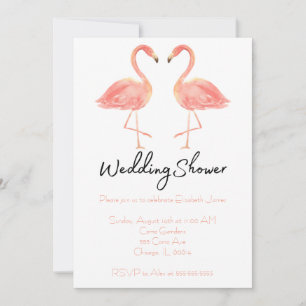 Invitation Wedding shower Flamant rose