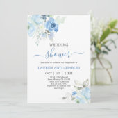 Invitation Wedding shower Floral Bleu (Debout devant)