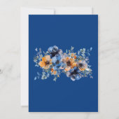 Invitation Wedding shower floral bleu et orange (Dos)