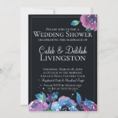 Invitation Wedding shower floral bleu foncé violet (Devant)