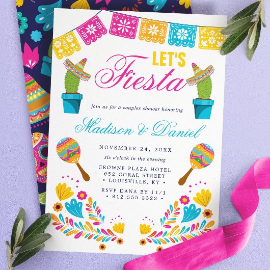 Invitation Wedding shower Floral de Fiesta mexicaine